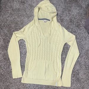 Ruff Hewn cable knit sweater with hood bright light yellow color